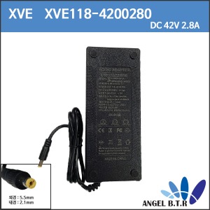 [리튬이온 충전기] XVE118-4200280 42V2.8A 42V 2.8A  5.5/2.1 36V 전기자전거 퀵보드 충전기 (짹 확인후 구매하세요)